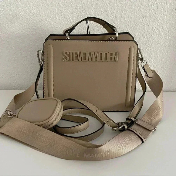 Steve Madden BEVELYNN Satchel Crossbody BAG, Air Pod CASE TikTok Timeless Taupe - Picture 1 of 15